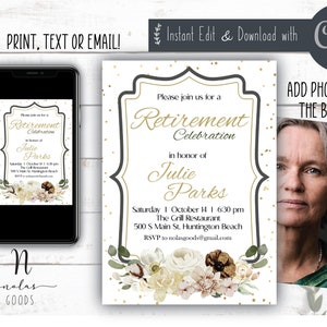 Retirement Party Invitation Template, Retirement Invite Woman, Retirement Celebration Invitation, Surprise Retirement Party Invitation
