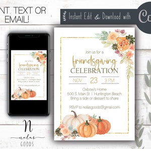 Friendsgiving Invitation Editable, Friendsgiving Potluck Invite, Friendsgiving Dinner Invite, Friendsgiving Invitation Digital Download