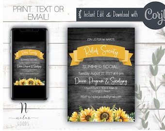 Relief Society Invites, Relief Society Invitations, Summer Social Flyer,  Relief Society Activity, Summer Salad Social Invitation Download