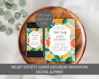 Relief Society Super Saturday Invitation Digital, LDS Relief Society Invite, Relief Society Invitation Printable