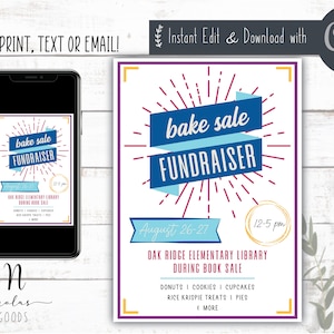 Bake Sale Fundraiser Printable, School Fundraiser Flyer Digital, Bake Sale Flyer Template, PTO Flyers
