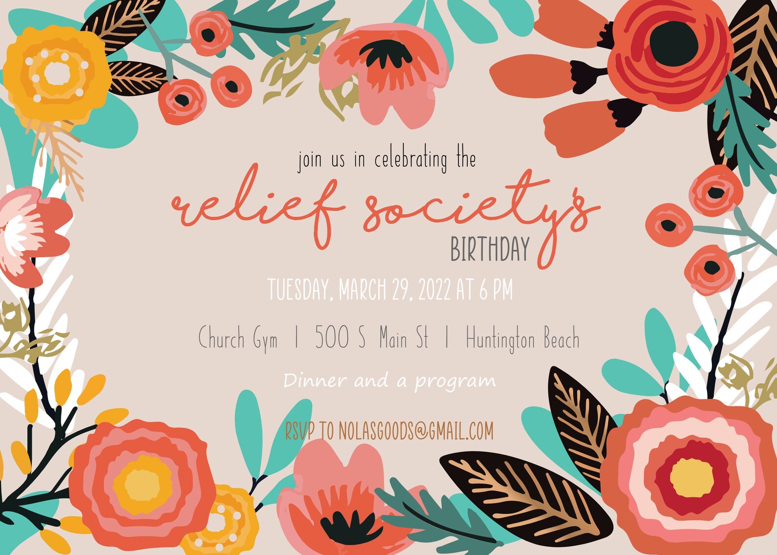 Relief Society Birthday Party Invitation Template RS Birthday Etsy