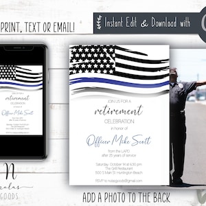 Police Retirement Invitation, Retirement Celebration Invitation, Retirement Party Invitation Template, Retirement Invite for Man