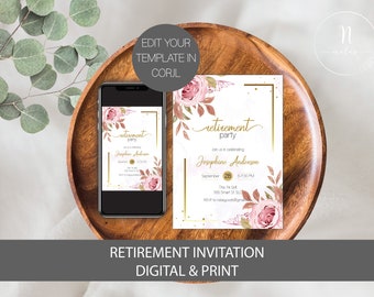 Retirement Invite Women, Retirement Invitation for Women, Retirement Celebration Invitation, Retirement Party Invitation