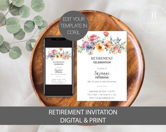Teacher Retirement Invitation Template, Retirement Invitation for Teacher, Teacher Retirement Invite, Retirement Party Invite for Teacher,