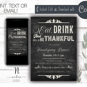Friendsgiving Invitation Editable, Friendsgiving Potluck Invite,  Friendsgiving Invitation Digital Download, Friendsgiving Dinner Invite