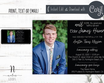 LDS Missionary Homecoming Invitation Digital, Missionary Open House Invitation Printable, LDS Mission Announcement Digital Download