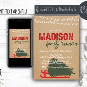 Christmas Family Reunion Invitation, Cousin Reunion Invite, Family Reunion Invite Template, Family Gathering Invitation Download