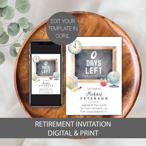 Teacher Retirement Invitation Template, Principal Retirement Invitation, Retirement Party Invite for Teacher, Retirement Party Invitation