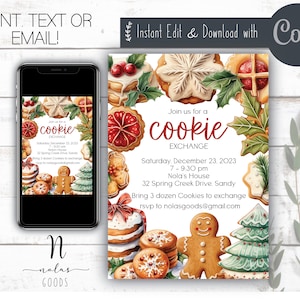 Christmas Cookie Swap, Christmas Cookie Exchange Printable, Cookie Exchange Invitation, Cookie Party Invite, Cookie Swap Invitation