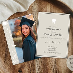 Invitación a la fiesta de graduación de odontología, anuncio de graduación de la facultad de odontología, invitación a la graduación de asistente dental, invitación a la graduación de dentista