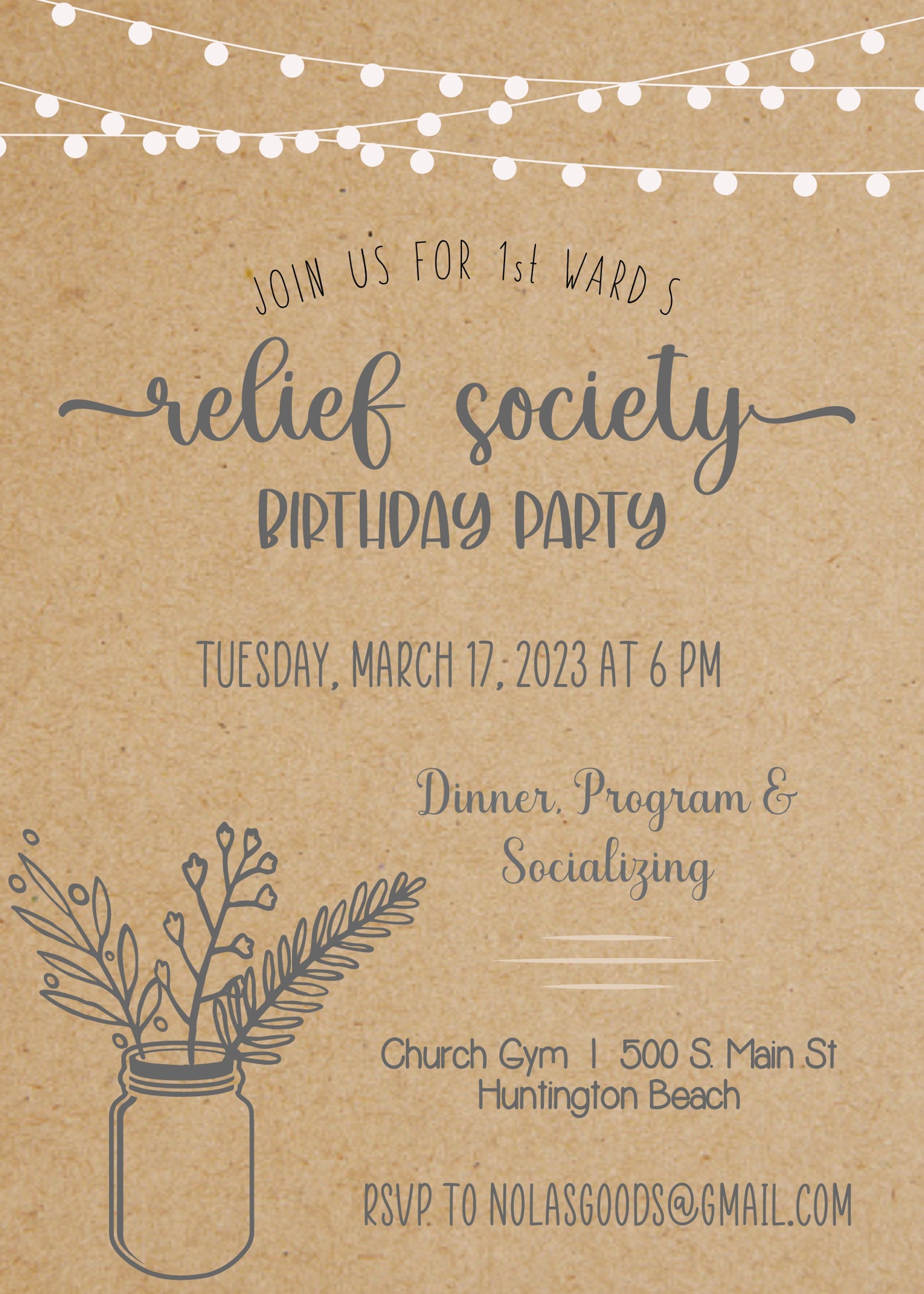 Relief Society Birthday Party Invitation Template LDS Relief - Etsy