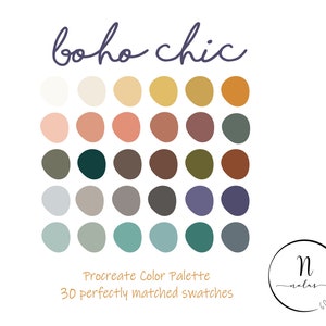 Procreate Color Palette, Boho Chic Digital Color Palette, Ipad, Instant ...