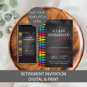 Teacher Retirement Invitation, Principal Retirement Invitation, Retirement Invitation for Teacher,  Retirement Party Invite for Teacher,