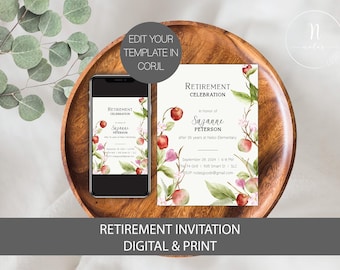 Teacher Retirement Invitation Template, Retirement Party Invite for Teacher, Teacher Retirement Invite, Retirement Invitation for Teacher,