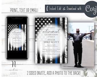 Police Retirement Invitation, Retirement Party Invitation Template, Retirement Invite for Man, Retirement Celebration Invitation