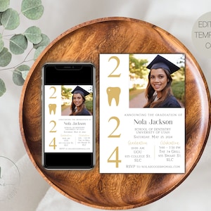 Anuncio de graduación de la facultad de odontología, invitación a la graduación de asistente dental, invitación a la graduación de dentista, invitación a la fiesta de graduación de odontología