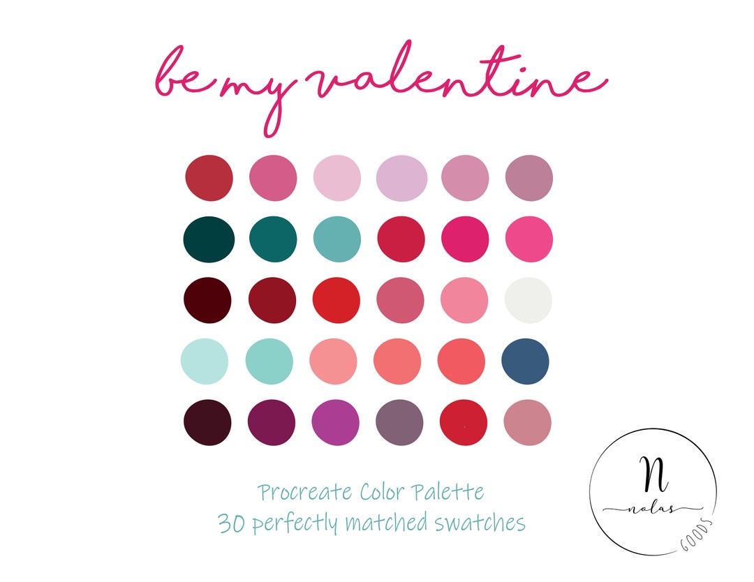 Procreate Valentines Color Palette, Procreate Color Palette - Etsy