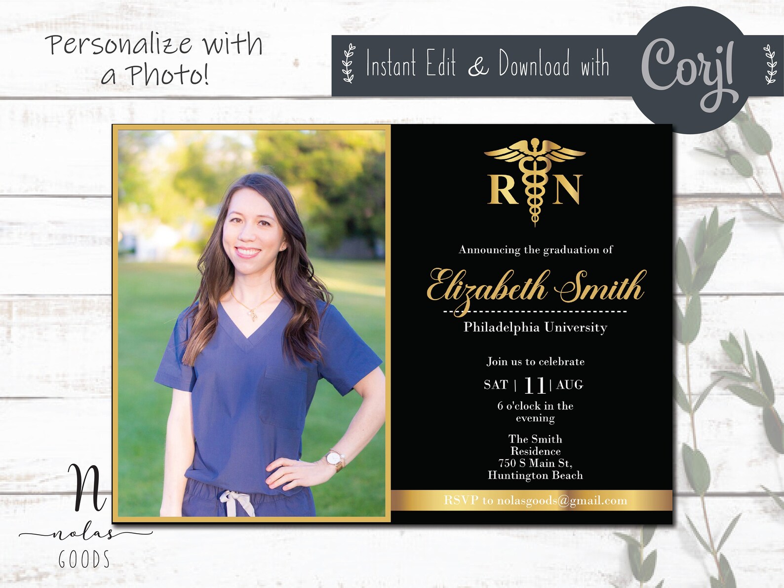 RN Graduation Invitation With Photos, Nurse Graduation Invite Digital ...