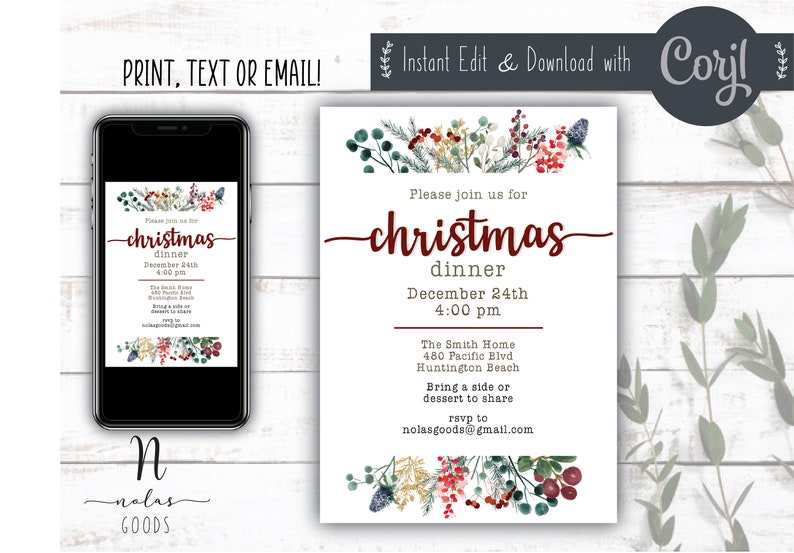 Christmas Dinner Party Invite Template Christmas Dinner Etsy Christmas Dinner Party Invite Template Christmas Dinner Etsy