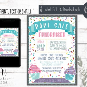 Bake Sale Fundraiser Printable, School Fundraiser Flyer Digital, Bake Sale Flyer Template, PTO Flyers, Fundraiser Flyer Template