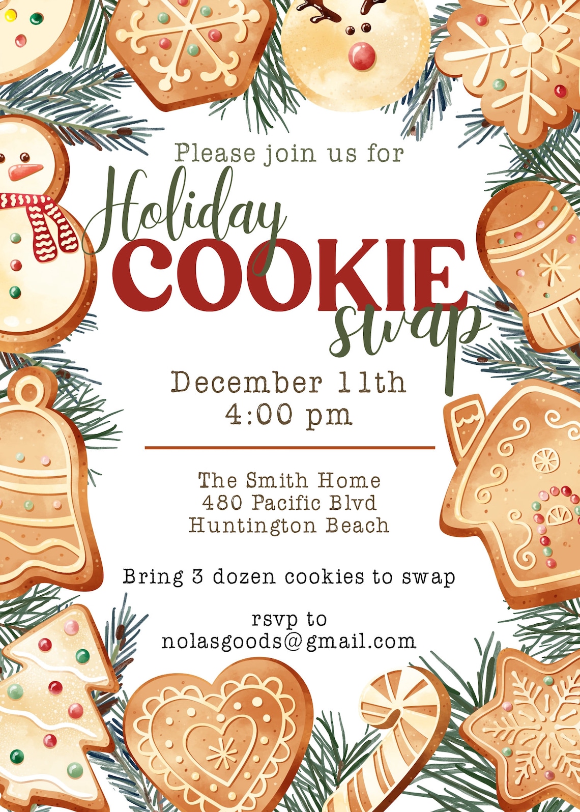 Cookie Swap Invitation Template Cookie Exchange Party Etsy Cookie Swap Invitation Template Cookie Exchange Party Etsy