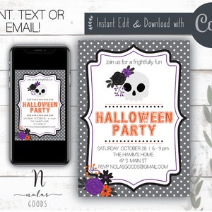 Kids Halloween Party Invitations, Halloween Invitations for Kids, Halloween Party Invitation Editable, Halloween Bash Invite Digital