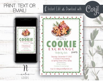 Christmas Cookie Exchange Invitation, Cookie Swap Invitation Template, Cookie Exchange Flyer, Cookie Exchange Party Invitation Digital