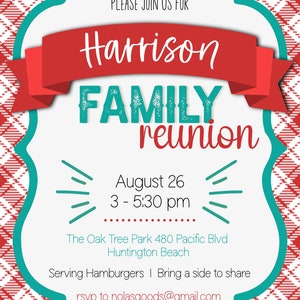 Family Reunion Invite Template Family Reunion Flyer Personalized