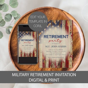 Invitación de jubilación militar, Invitaciones de jubilación del ejército, Invitación de jubilación de la Fuerza Aérea, Invitación de jubilación