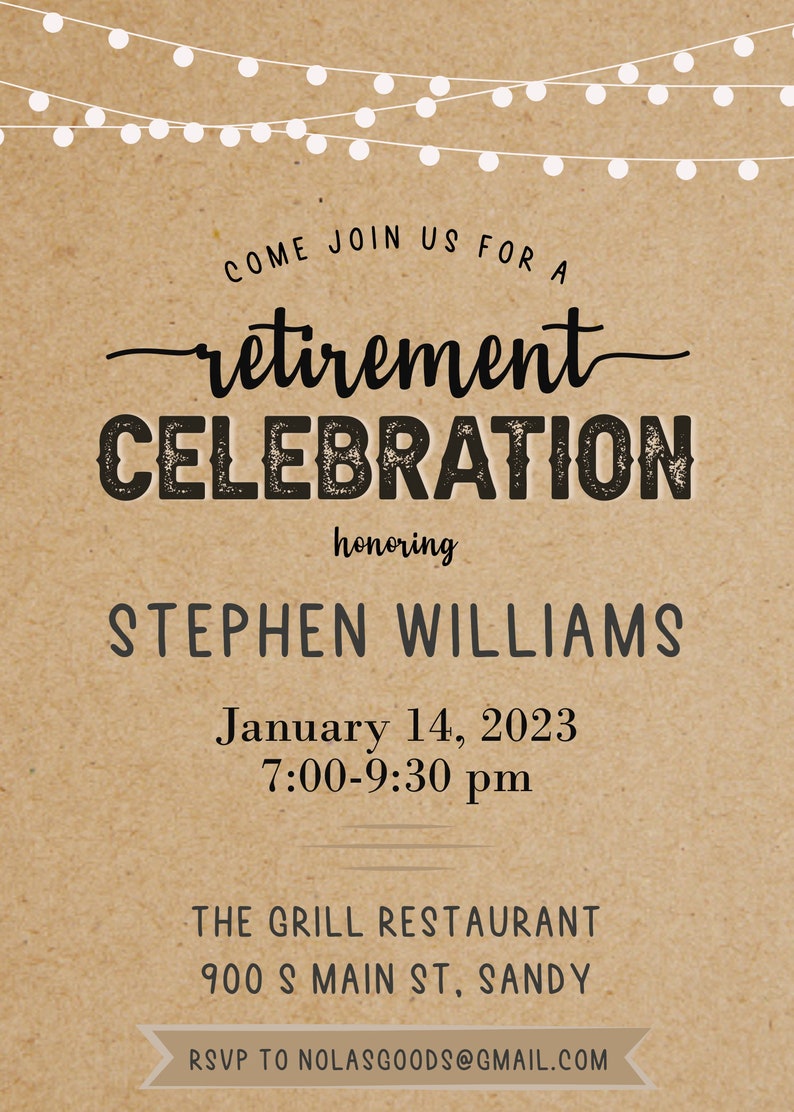 Retirement Party Invitation Template, Retirement Invite for Man ...