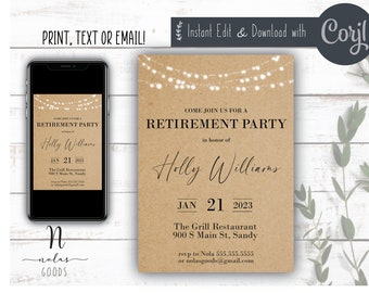 Retirement Invite for Man, Retirement Party Invitation Template, Retirement Celebration Invitation, Surprise Retirement Party Invitation