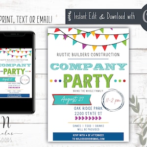Company Picnic Invitation Editable, Company Party Invitation Digital, Summer Picnic Flyer, Company Picnic Flyer Printable, Summer BBQ Flyer