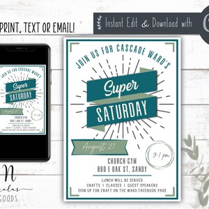 Super Saturday Invitation Digital Download, Relief Society Invitation Printable, LDS Relief Society Invite, Relief Society Activity