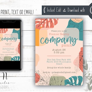 Company Picnic Flyer Printable, Company Party Invitation Digital, Company Picnic Invitation Editable, Summer Picnic Flyer, Summer BBQ Flyer