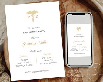 Medical School Graduation Announcement, Nurse Graduation Invitation, Medical School Graduation Invitation, Nursing Graduation Party Invite