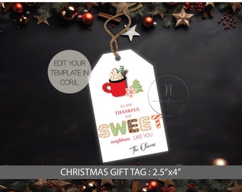 Christmas Neighbor Gift Tag, Neighbor Gift Tag, Neighbor Christmas Gift Tags, Christmas Treat Tags,  Printable Christmas Gift Tags