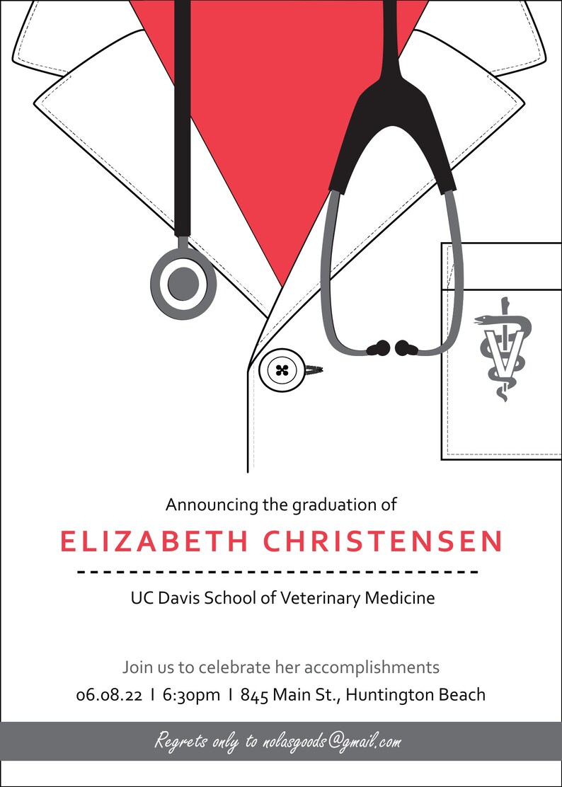 Veterinary School Graduation Invitation Digital Vet School Etsy