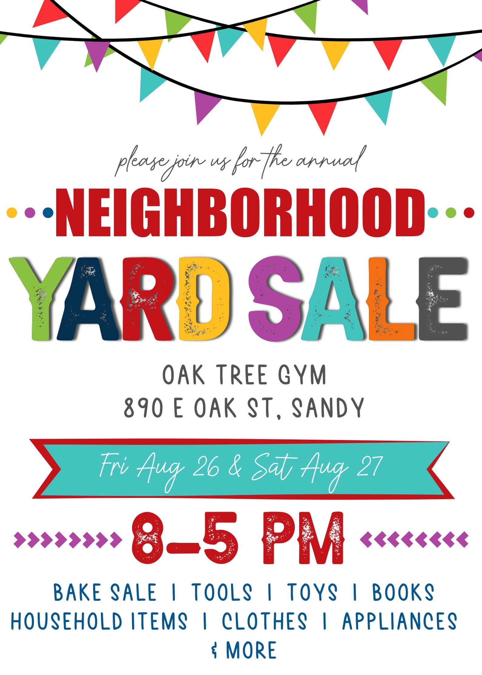Neighborhood Yard Sale Sign Printable Community Garage Sale - Etsy