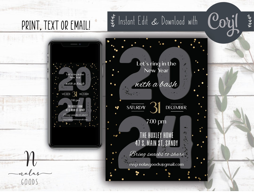 New Years Invitation Template New Years Eve Party Invitation NYE New Years Invitation Template New Years Eve Party Invitation NYE