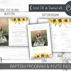 LDS Baptism Invitation and Program, LDS Baptism Invitation Girl, LDS Baptism Program Template,  Baptism Program lds