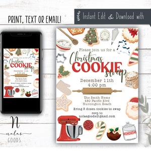 Cookie Swap Invitation Template, Christmas Cookie Exchange Invitation, Cookie Exchange Flyer, Cookie Exchange Party Invitation Digital
