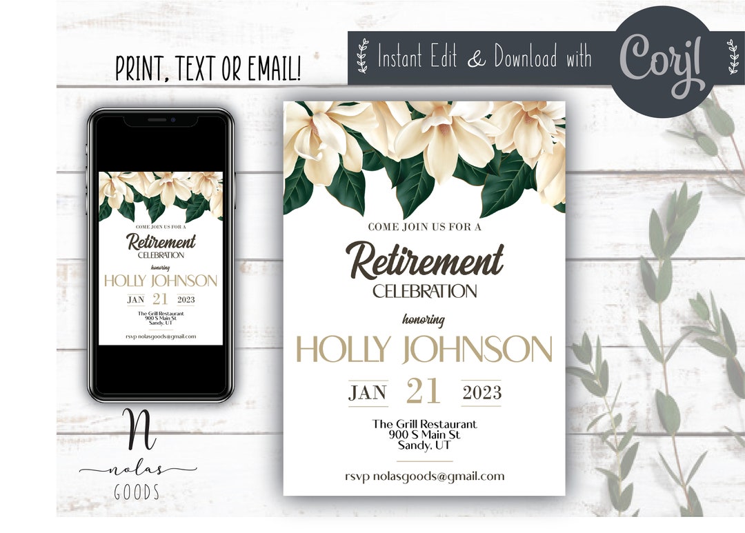 Retirement Party Invitation Template, Retirement Invite Woman ...