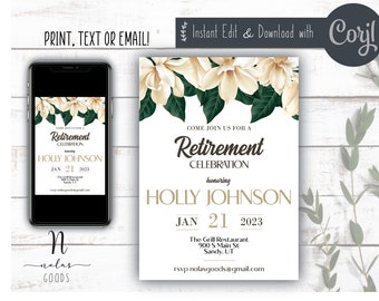 Retirement Party Invitation Template, Retirement Invite Woman, Retirement Celebration Invitation, Surprise Retirement Party Invitation