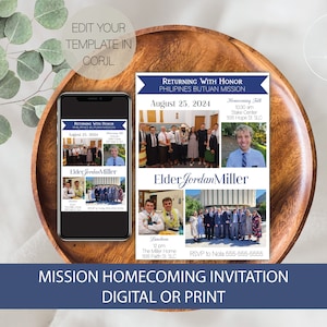 LDS Missionary Homecoming Invitation Printable, Missionary Open House Invitation, LDS Mission Announcement, Mission Homecoming Announcement