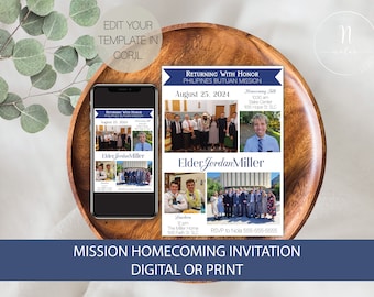 LDS Missionary Homecoming Invitation Printable, Missionary Open House Invitation, LDS Mission Announcement, Mission Homecoming Announcement