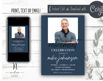 Retirement Invite for Man, Retirement Party Invitation Template, Retirement Celebration Invitation, Surprise Retirement Party Invitation