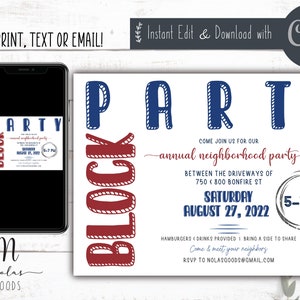 Block Party Invitation Flyer Printable, Neighborhood Meet and Greet Invitation, Summer Block Party Invitation, Neighbor BBQ Invite