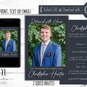 LDS Missionary Homecoming Invitation Printable, Missionary Open House Invitation, Mission Announcement Instant Download