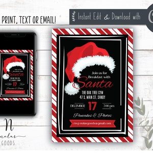 Breakfast with Santa Invitation, Kids Christmas Party Invite, Ward Christmas Party, Breakfast with Santa Flyer, Photos with Santa Flyer